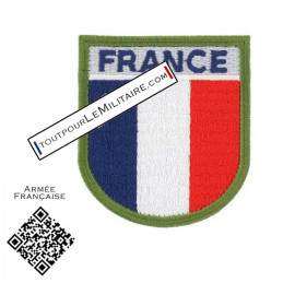 Ecusson tricolore Militaire brodé France sur velcro tour Kaki