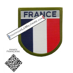 Ecusson tricolore Militaire plastique France sur velcro tour Kaki