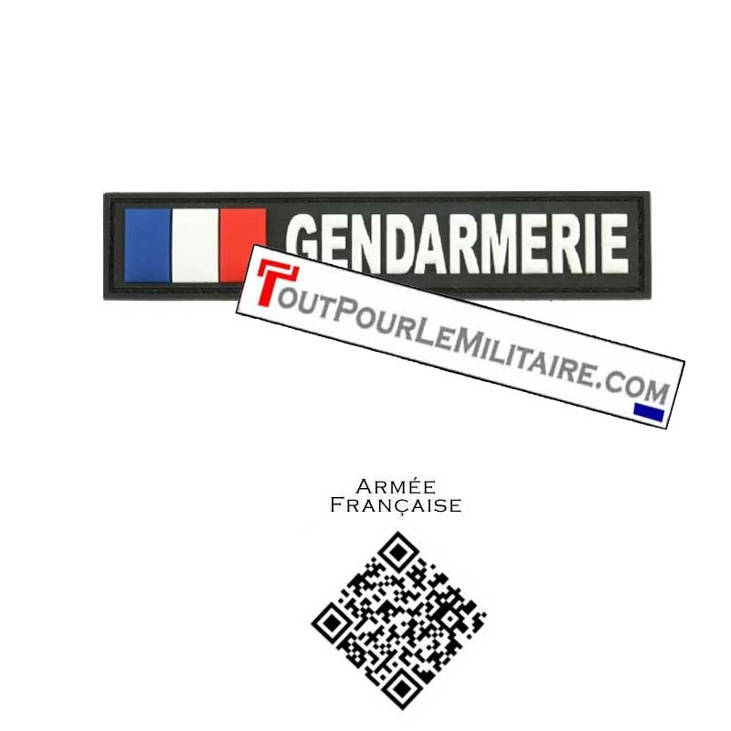 Bande patronyme GENDARMERIE sur pvc noir Drapeau Tricolore