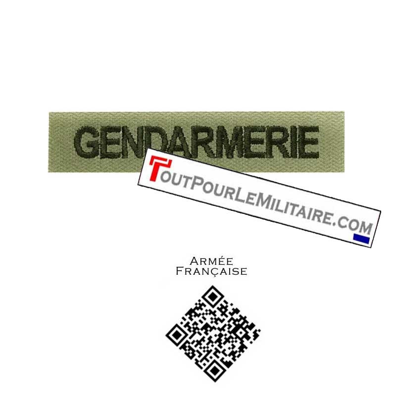 Bande patronyme GENDARMERIE sur velcro kaki