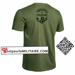 Tee shirt TROUPES DE MARINE TDM vert Od avec logo manches courtes dos