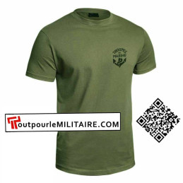 Tee shirt TROUPES DE MARINE TDM vert Od avec logo manches courtes