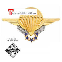 Brevet chuteur parachutiste BCO couleur or et 5 étoiles bleues