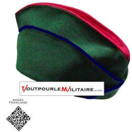 Calot drap Vert passepoile bleu tranche garance