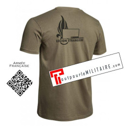 Tee shirt militaire Légion Etrangère vert Od avec logo dos